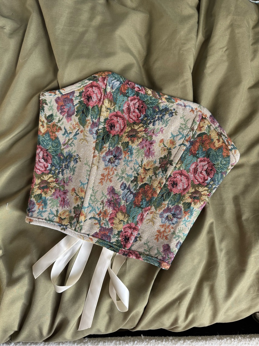 Princess Polly Floral Tapestry Corset Crop Top - Pink, Green, Cream